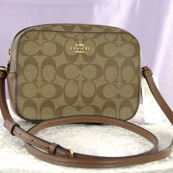 Coach Signature Camera Bag Crossbody Khaki Saddle 2 NWT - Picture 1 of 12
